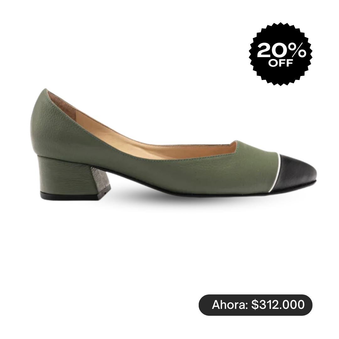 MIDI heels - SALVIA x NEGRO + blanco -