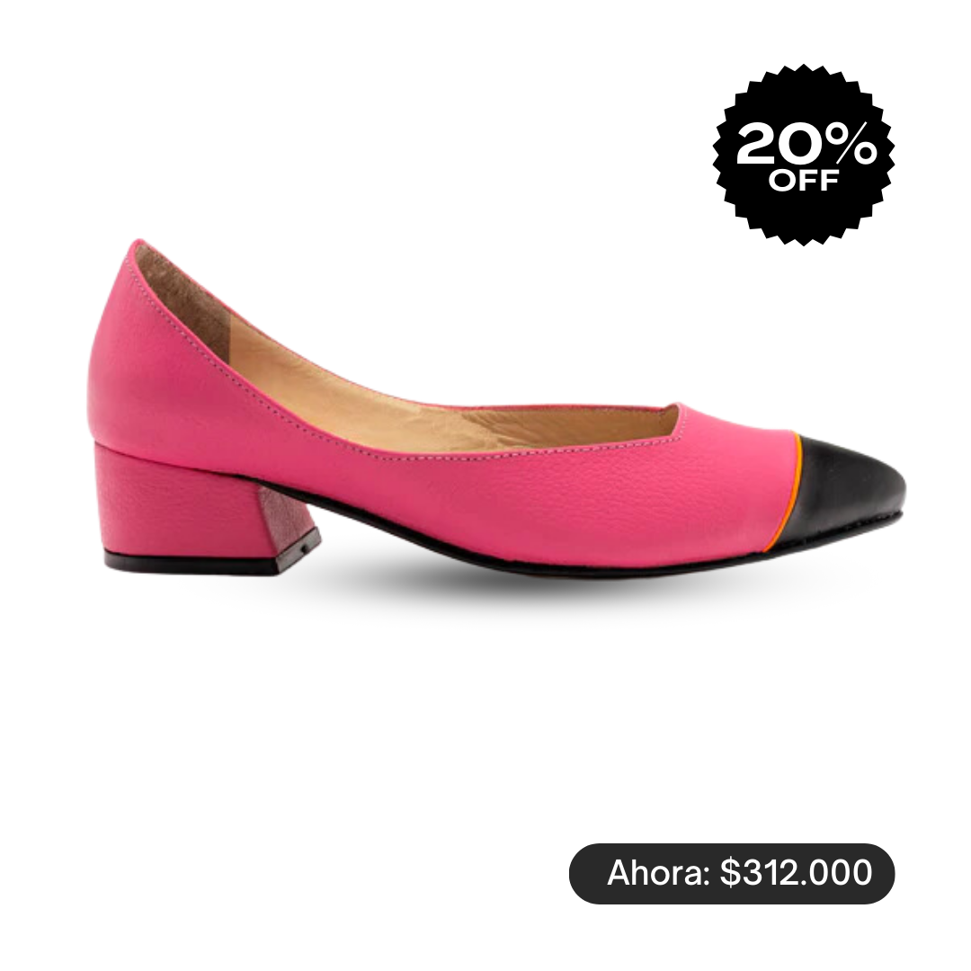 MIDI heels - ROSADO chicle x NEGRO + naranja NEÓN -