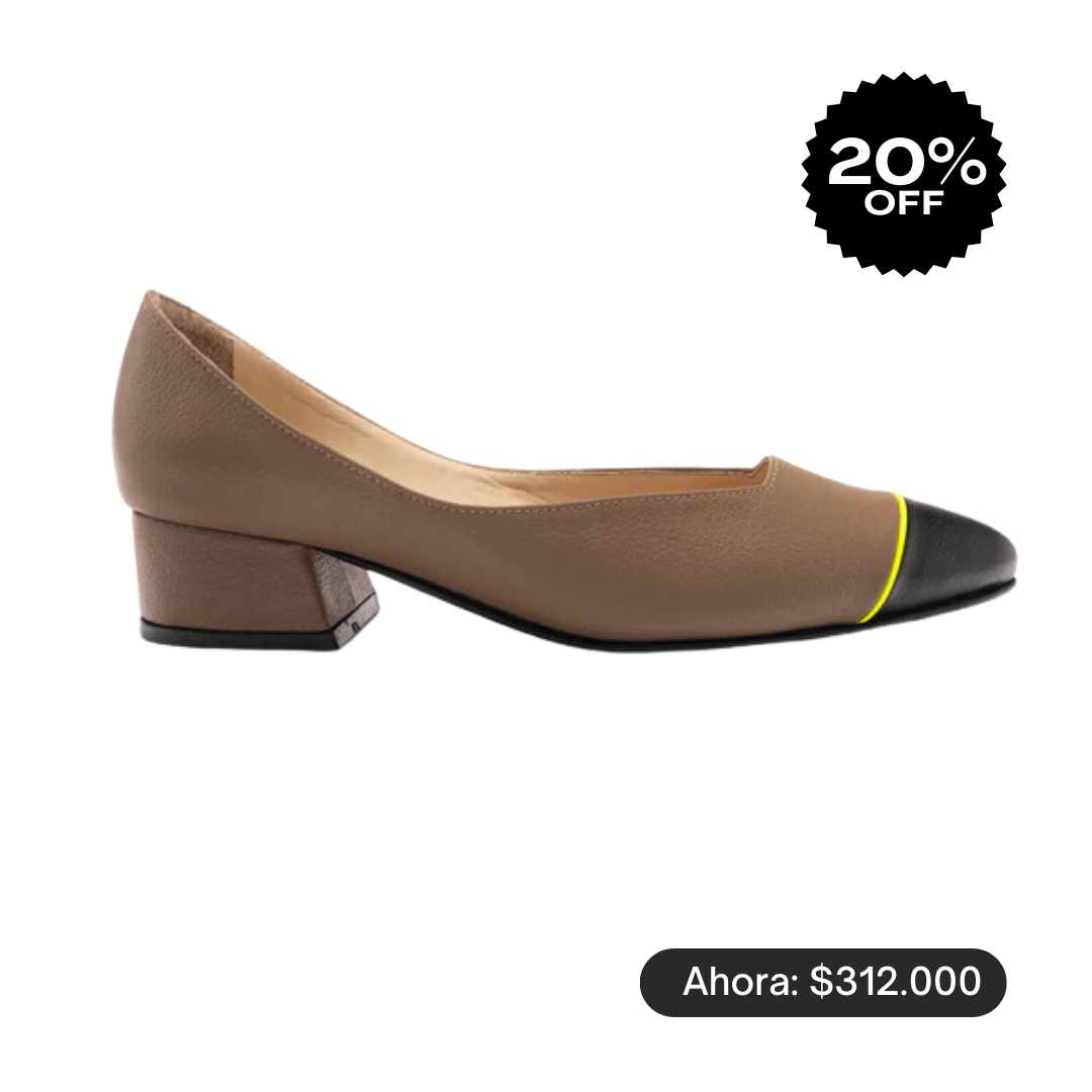 MIDI heels - COCOA x negro + LIMÓN neón -