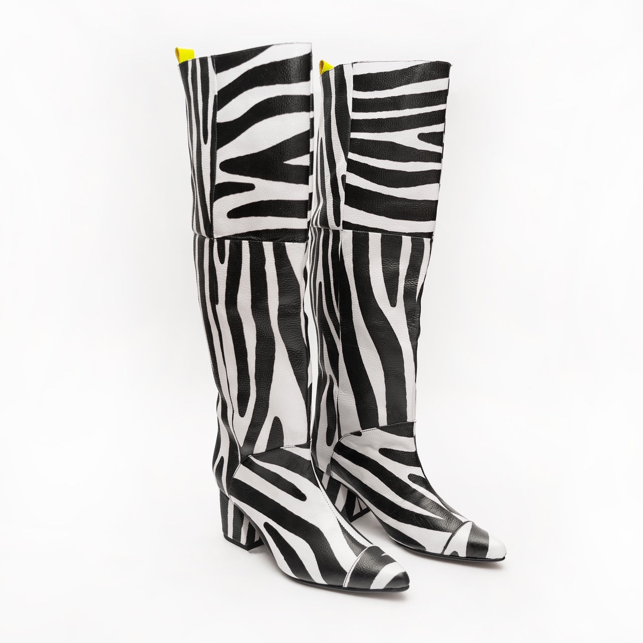 KNEE high BOOTS b&w ZEBRA bold