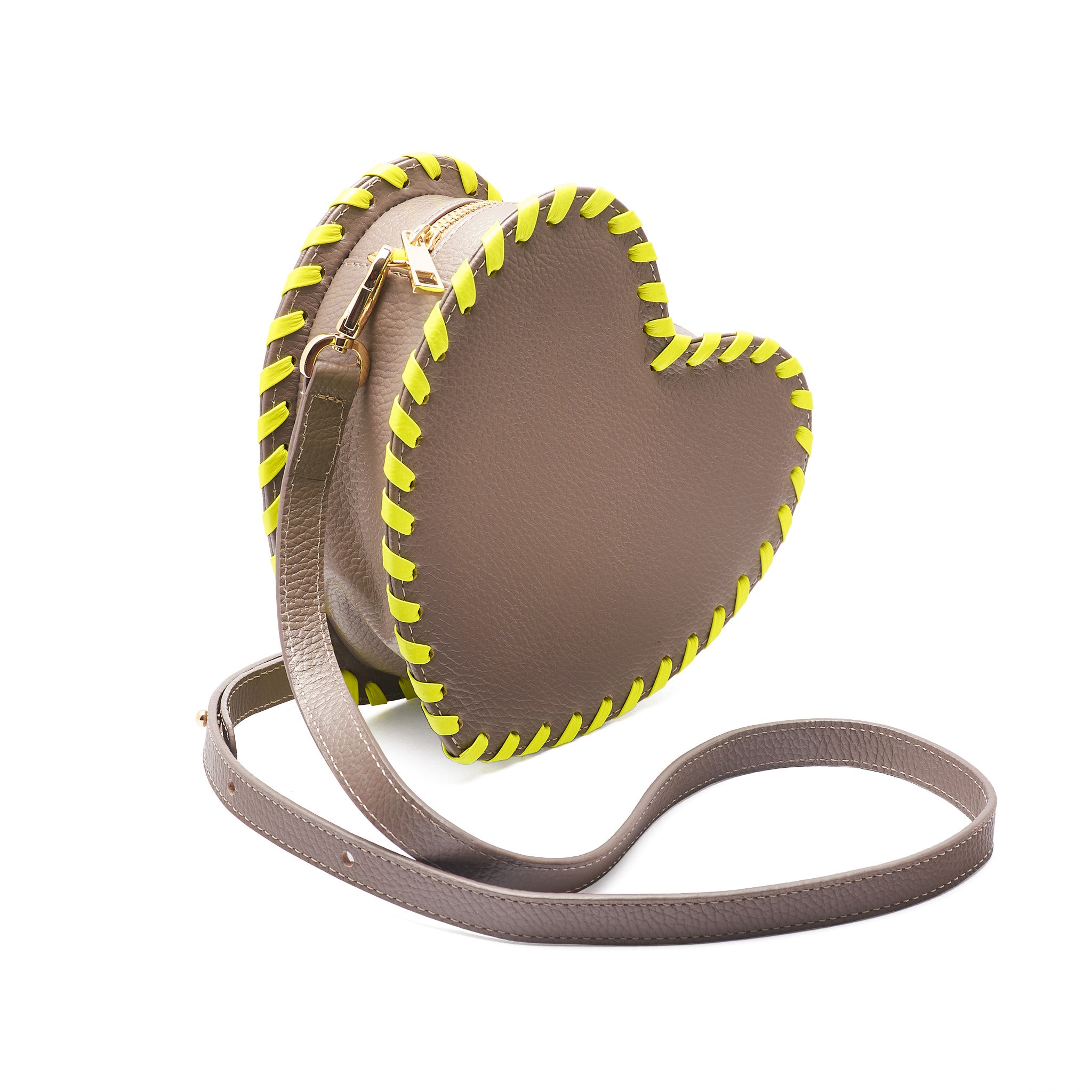 Heart BAG  Taupe x Limón neón