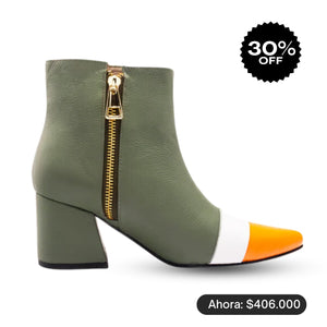 ANKLE boots - SALVIA + naranja NEÓN + blanco -