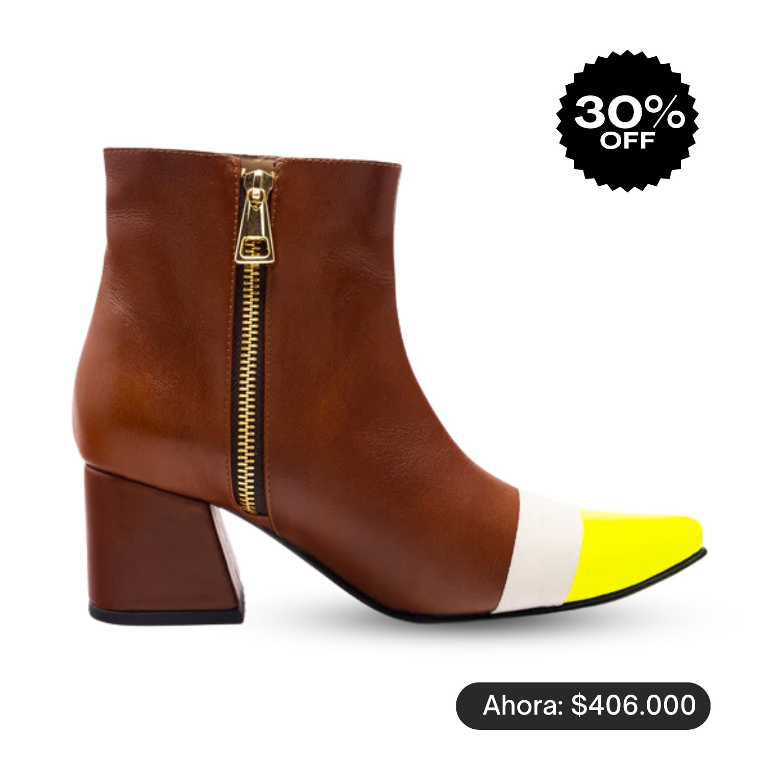 ANKLE boots - MIEL + limón NEÓN + beige -