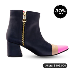 ANKLE boots - NAVY blue + ROSA chicle  NEÓN + cocoa