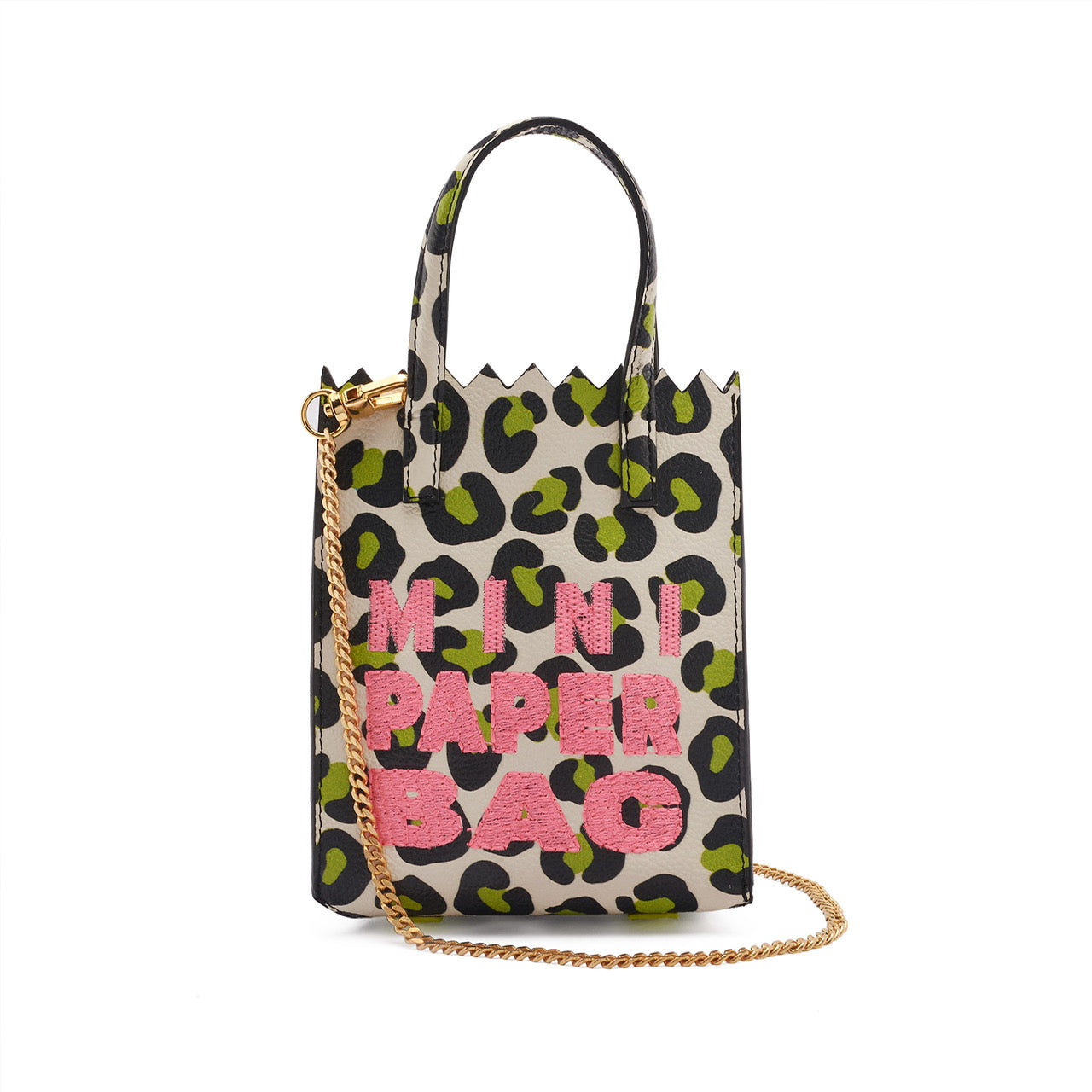 Mini Paper Bag - Green Animal Print