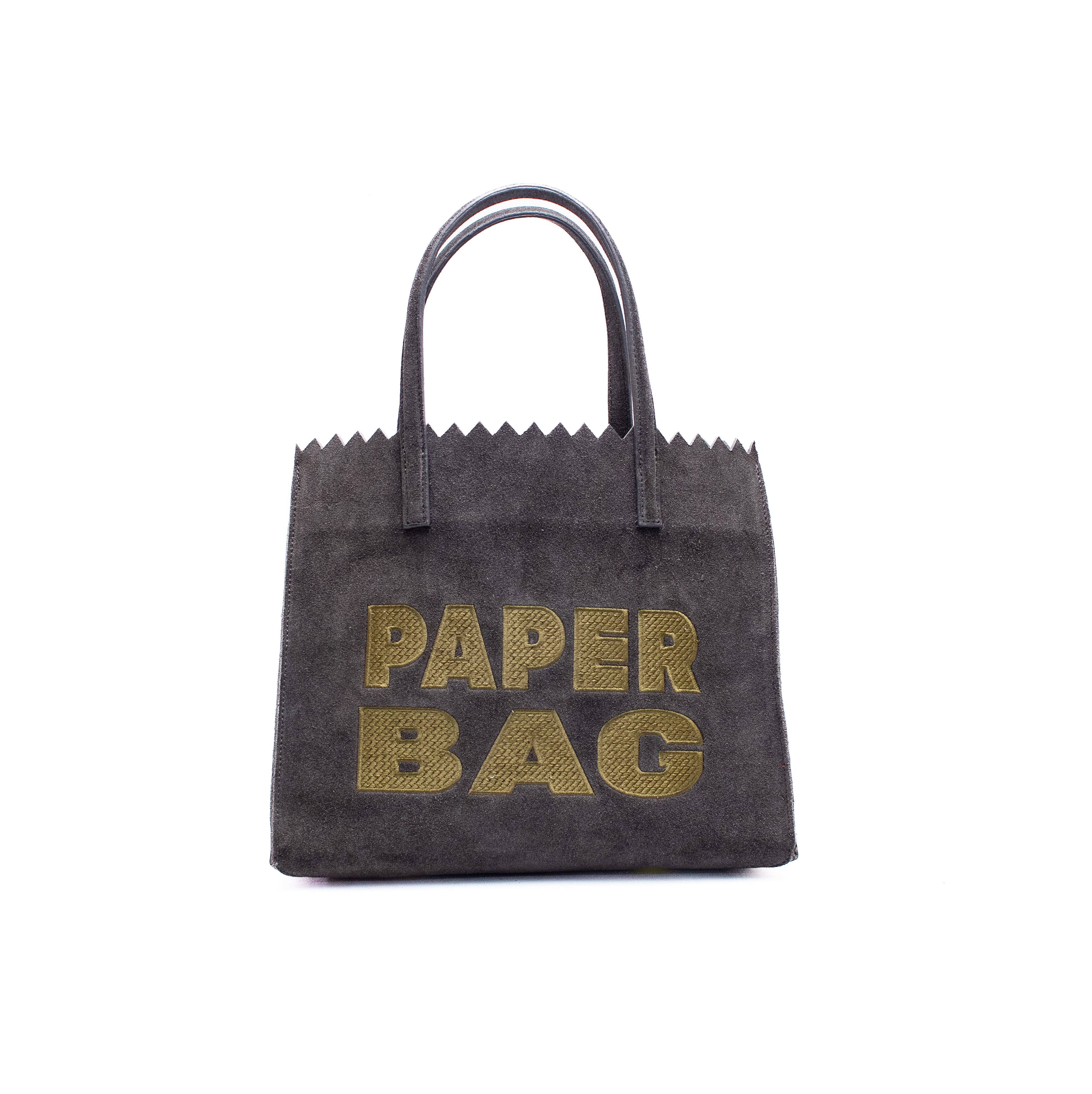 PAPER BAG SHORT suede - taupe x verde oliva