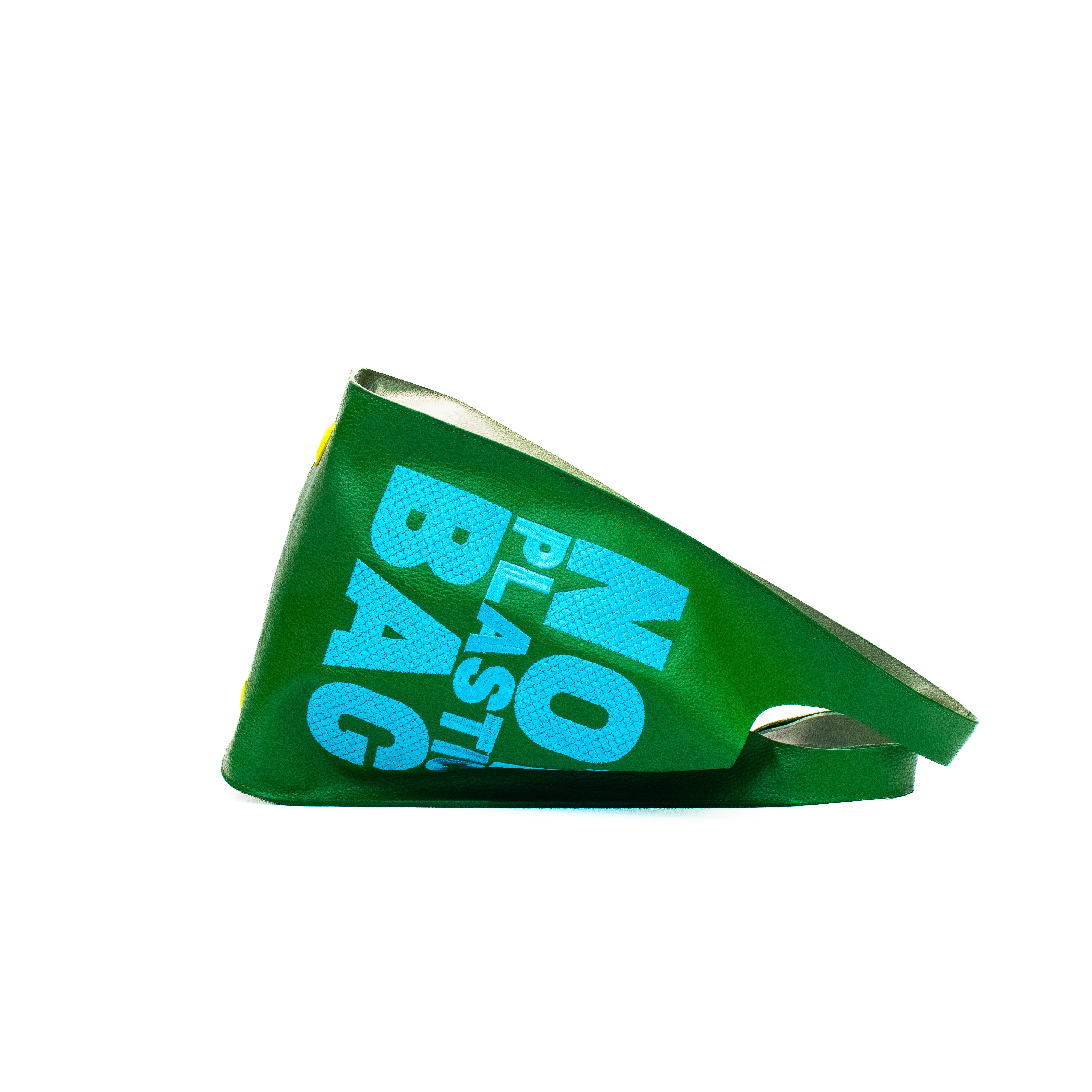 PLASTIC BAG MIDI - forest green x bordado celeste