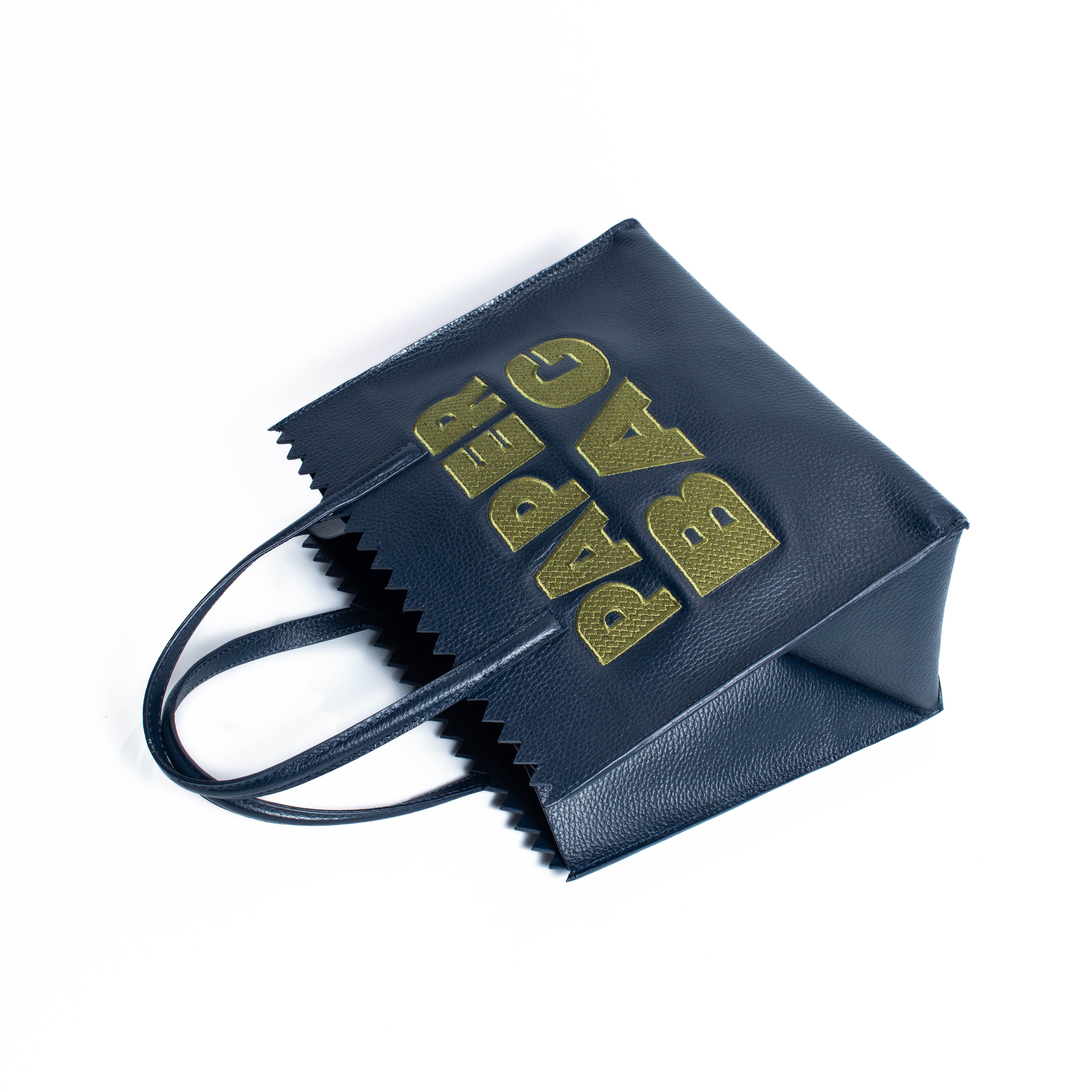 PAPER BAG SHORT - navy blue x pistacho