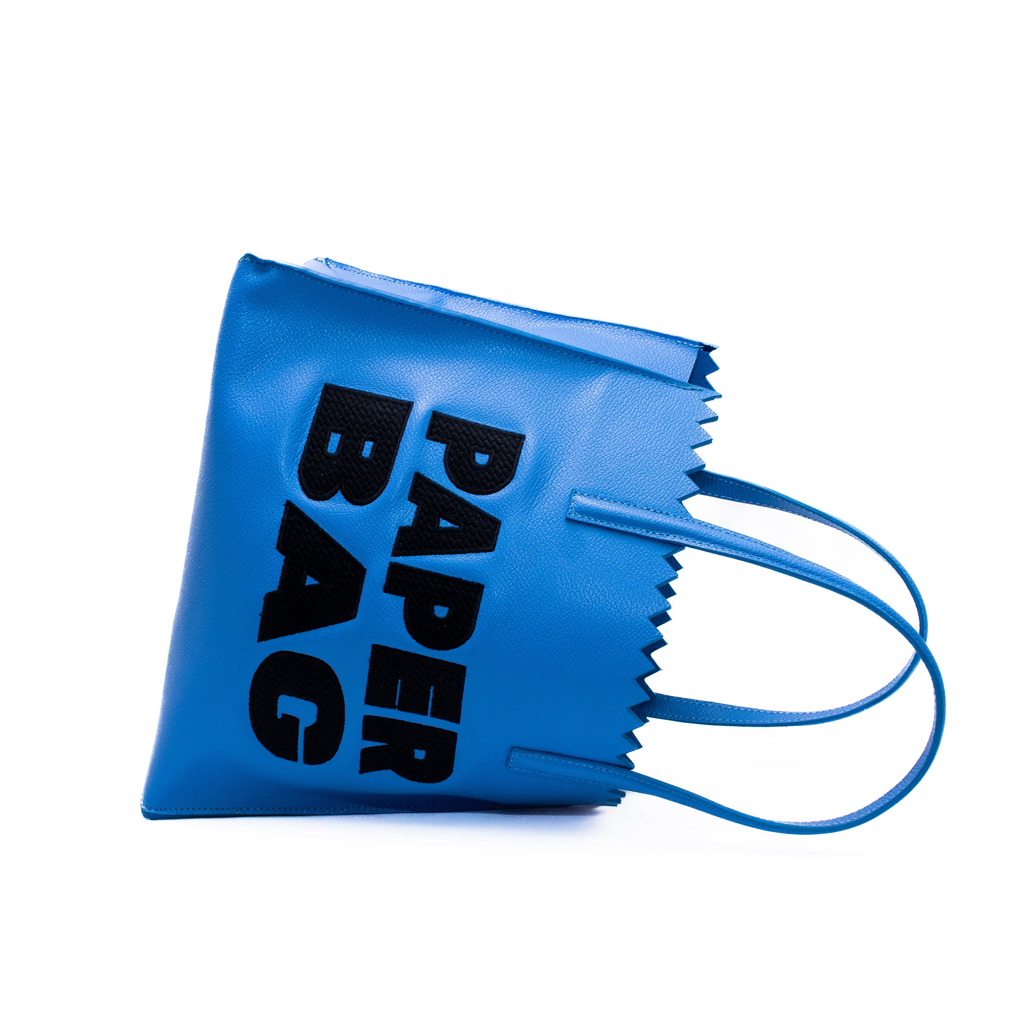PAPER BAG SHORT - azul CERULEO x bordado negro