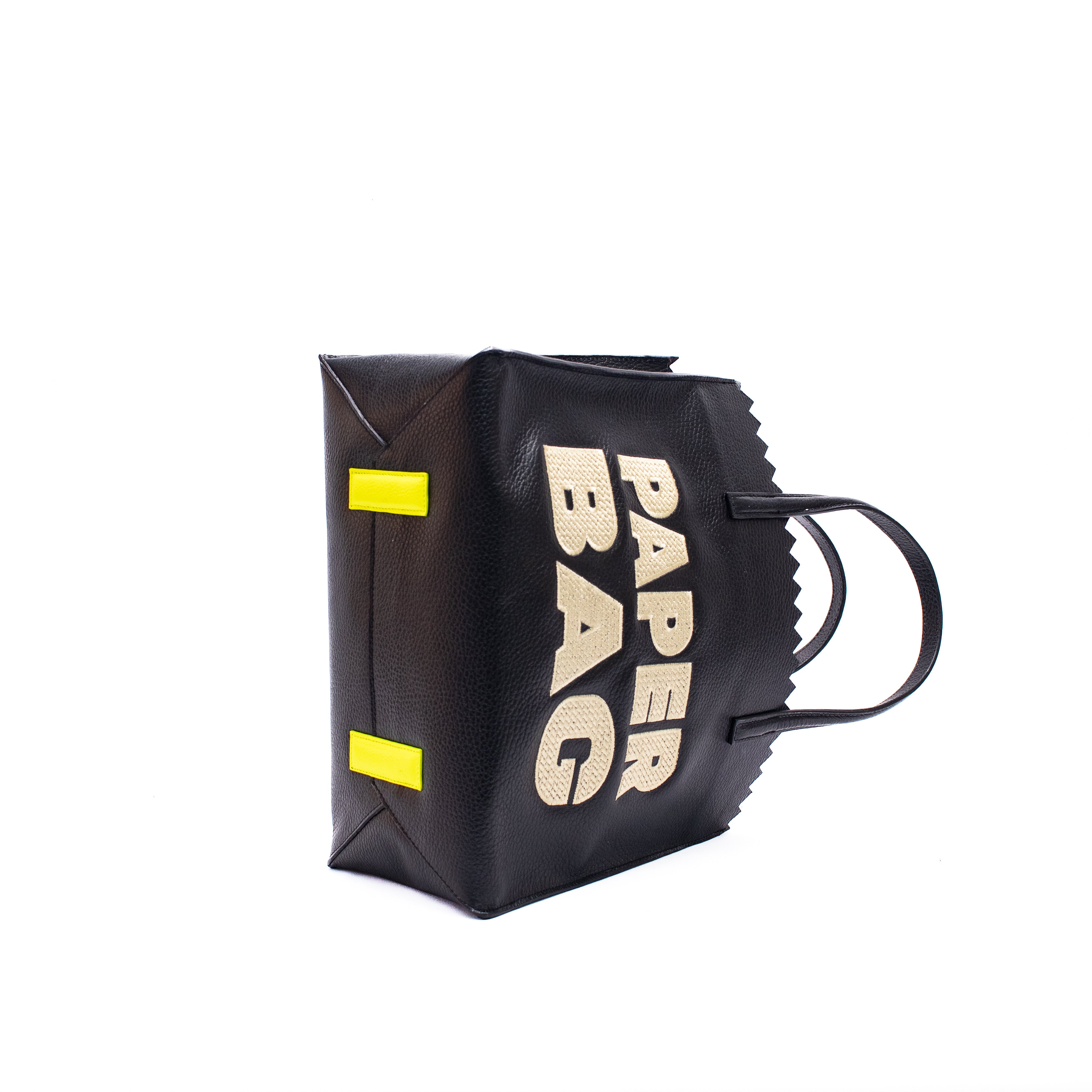 PAPER BAG SHORT - negro x bordado beige