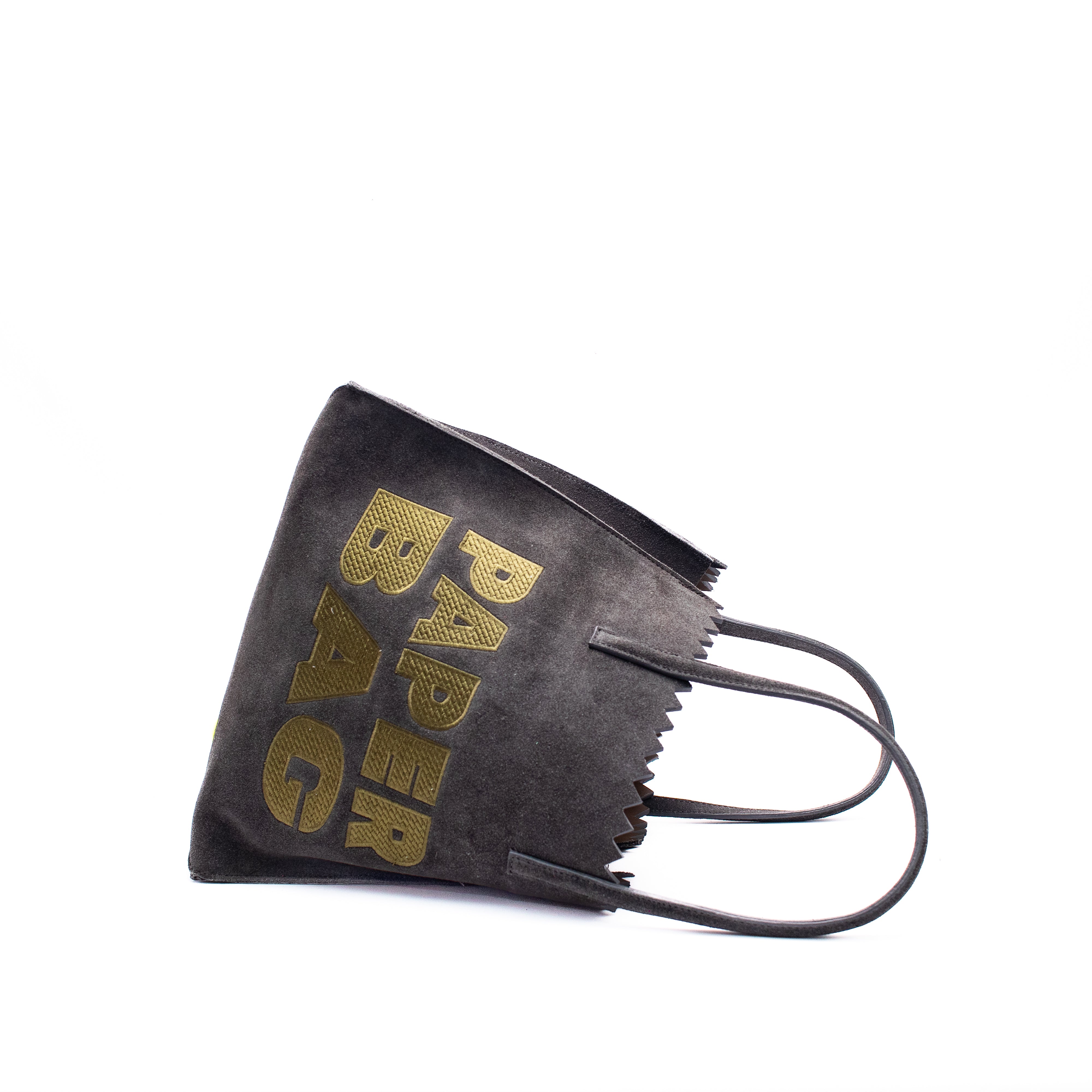 PAPER BAG SHORT suede - taupe x verde oliva