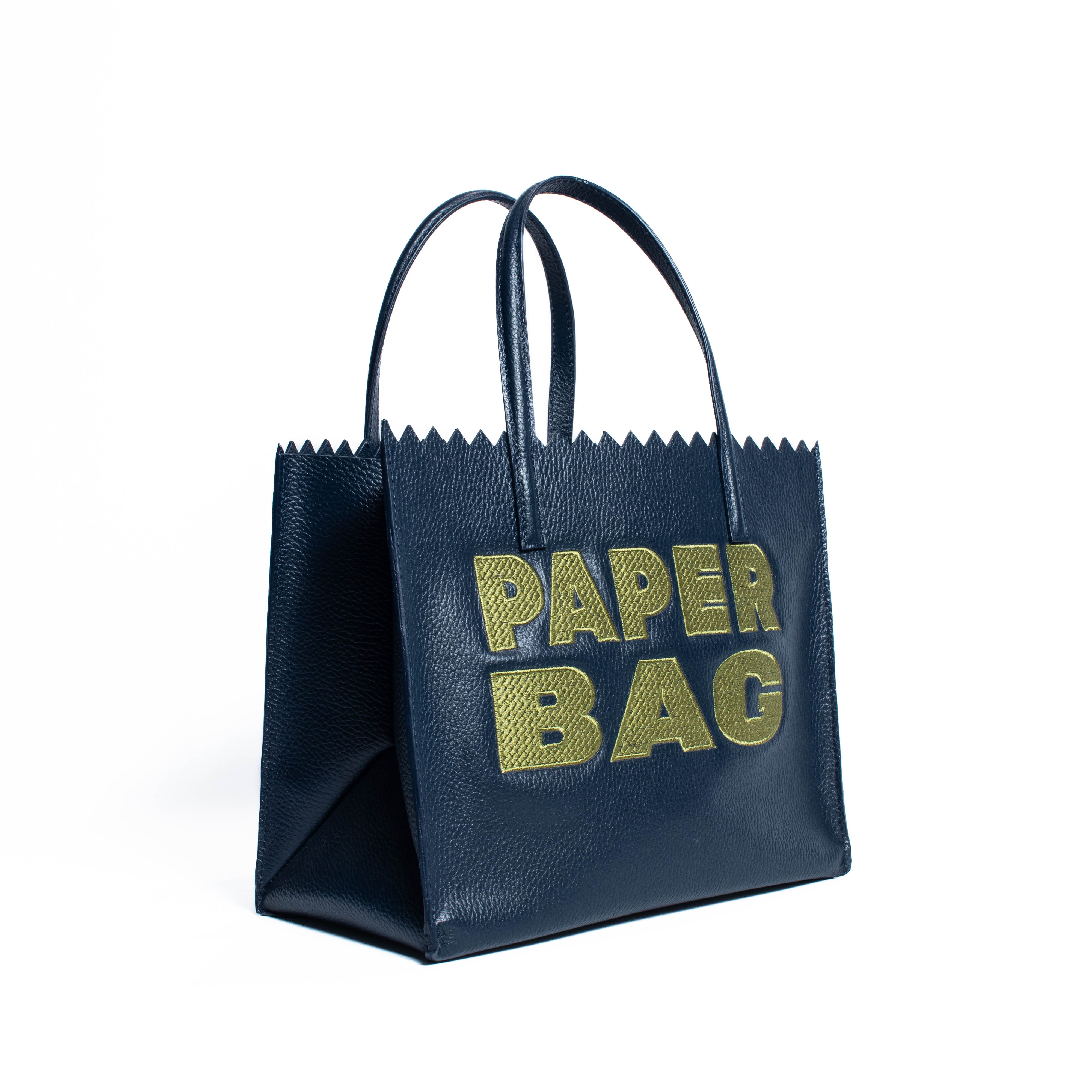 PAPER BAG SHORT - navy blue x pistacho