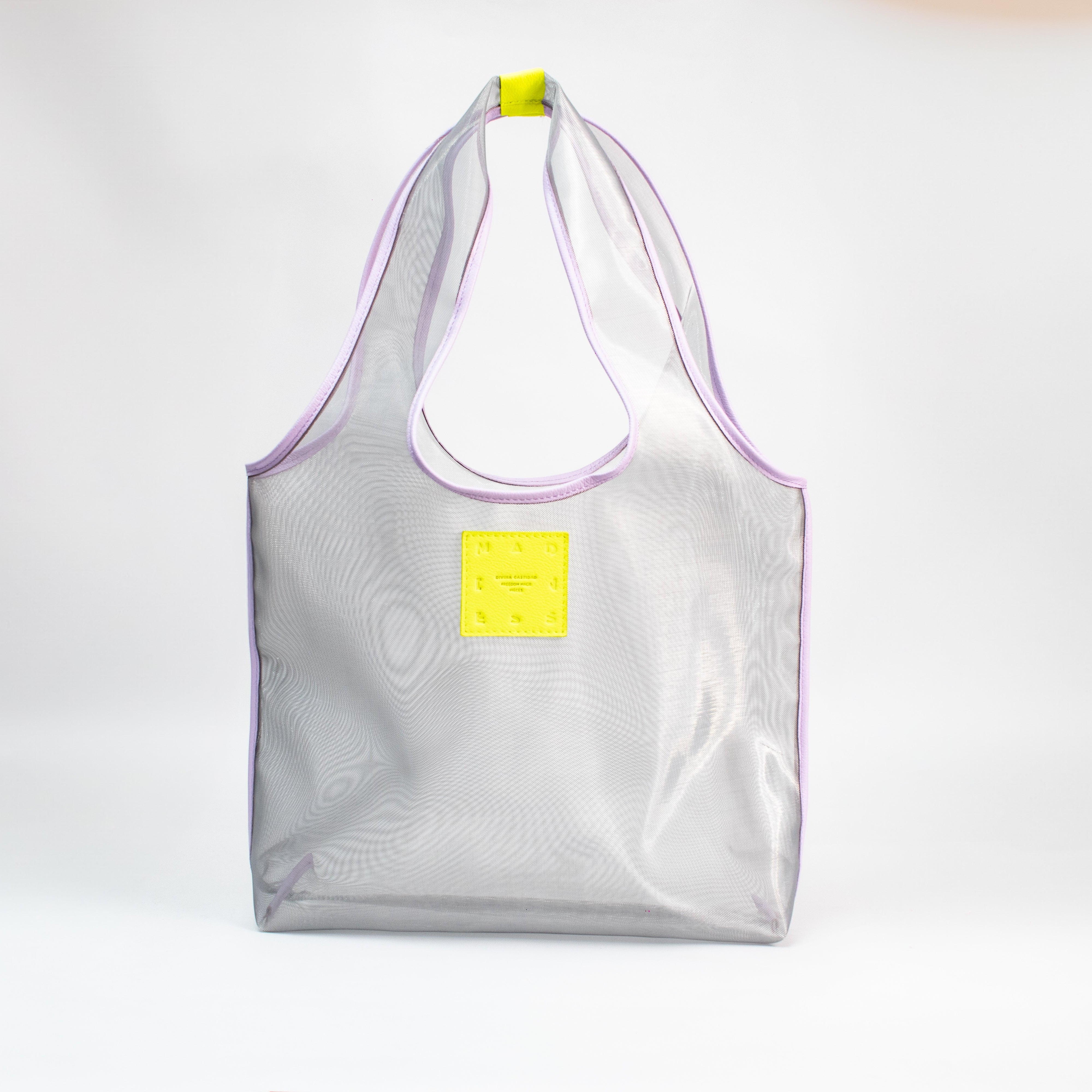 Mesh Tote Bag - Silver x Mauve
