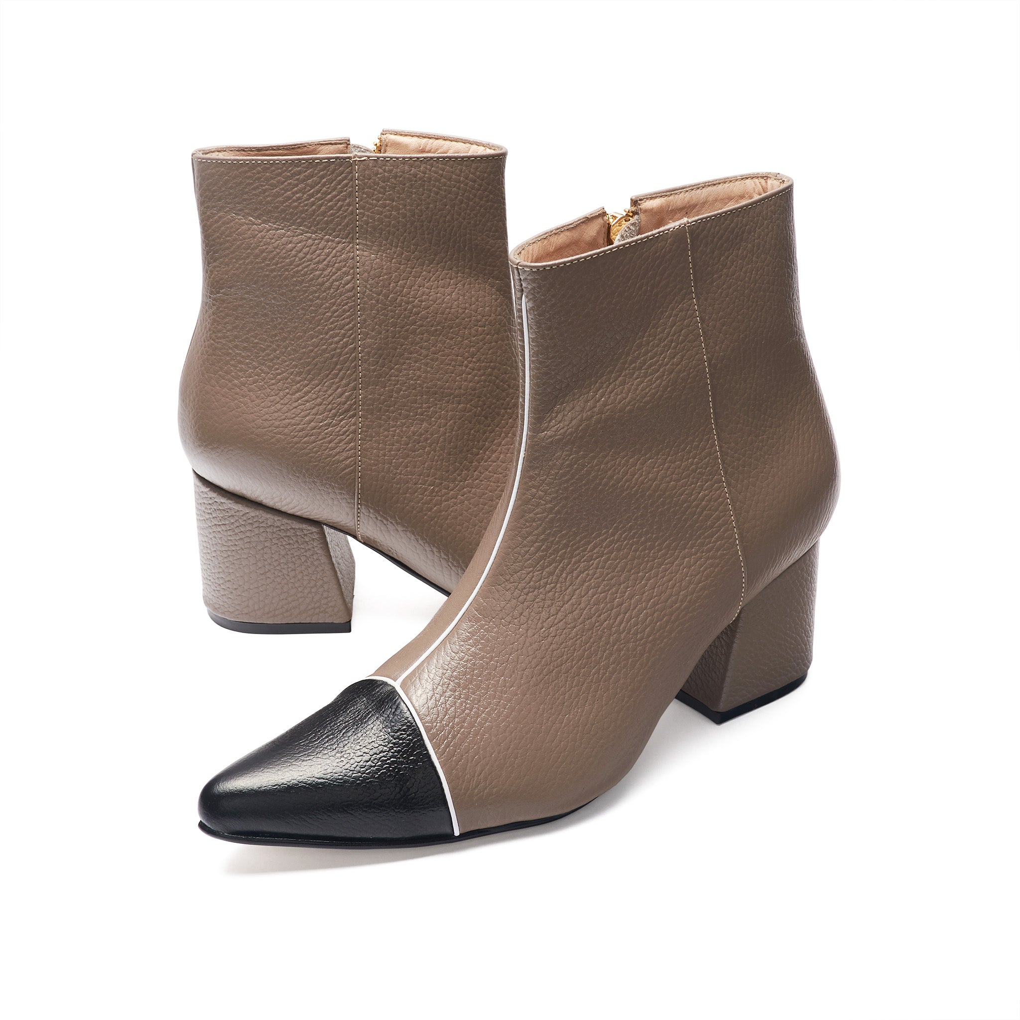 ANKLE boots - TAUPE x BLACK