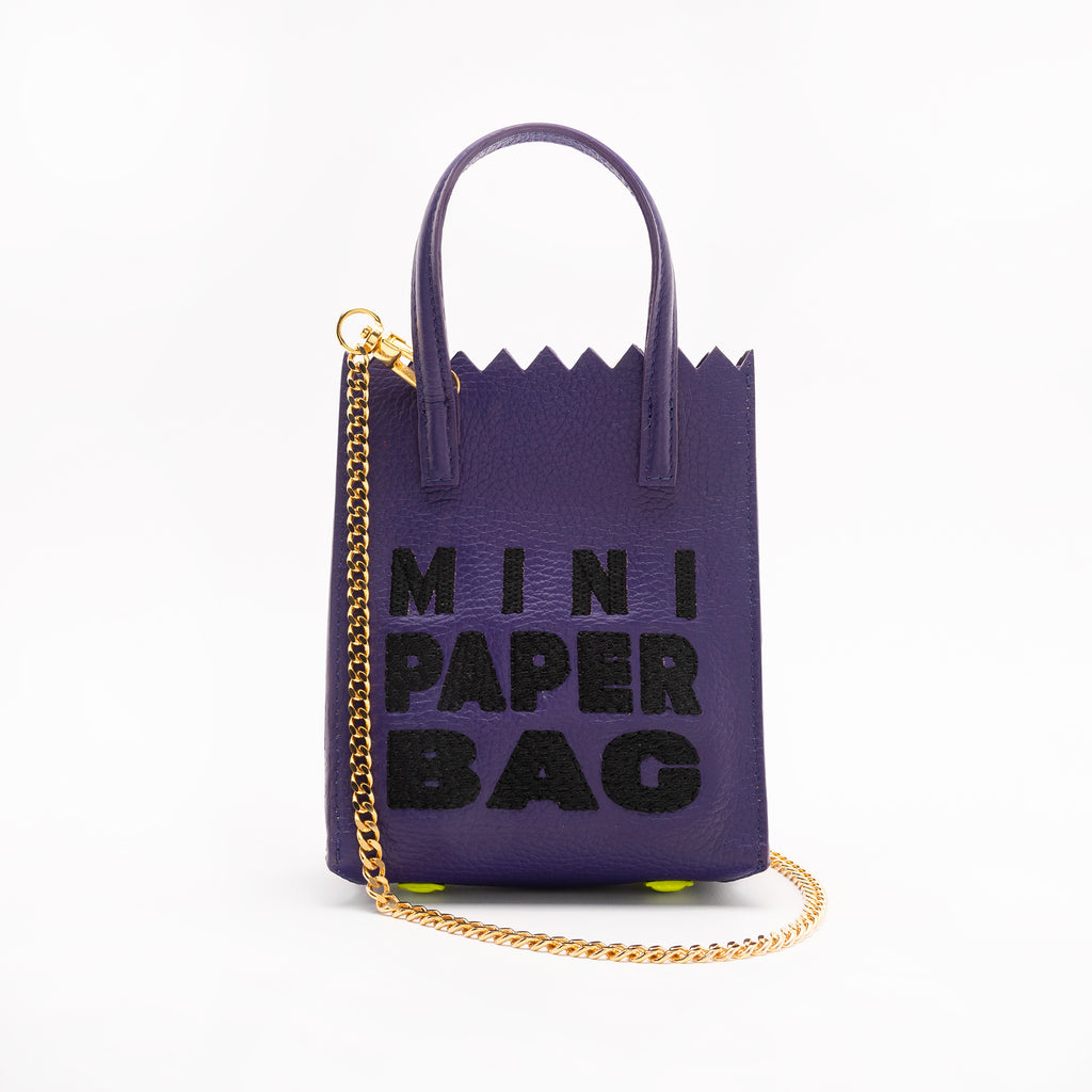 MINI paper BAG - violeta OBISPO + bordado NEGRO - DIVINA CASTIDAD