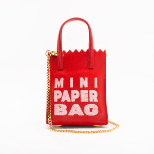 MINI paper BAG - rojo + BORDADO rosa BARBIE -