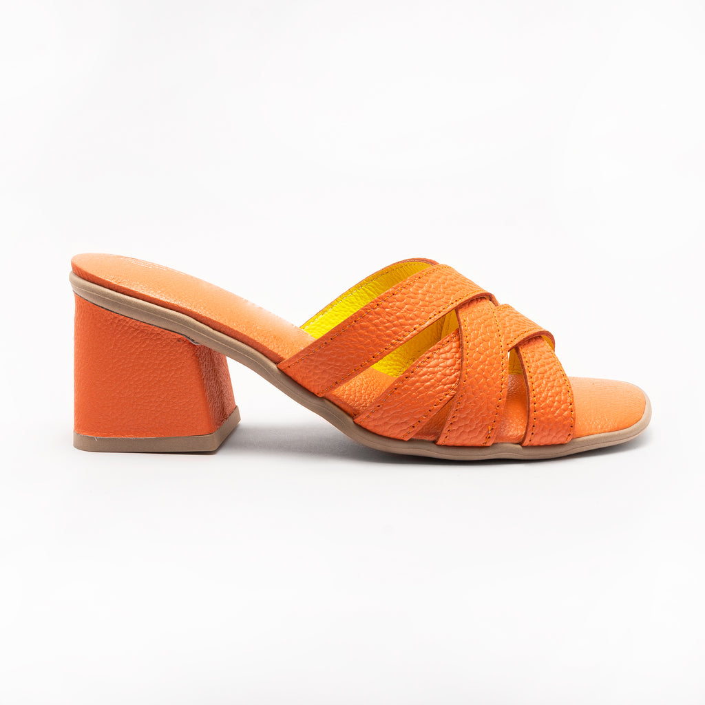 TRENZA sandals HEEL - mandarina - DIVINA CASTIDAD