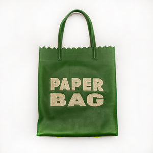 PAPER bag - VERDE pino + BORDADO beige -