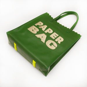 PAPER bag - VERDE pino + BORDADO beige -