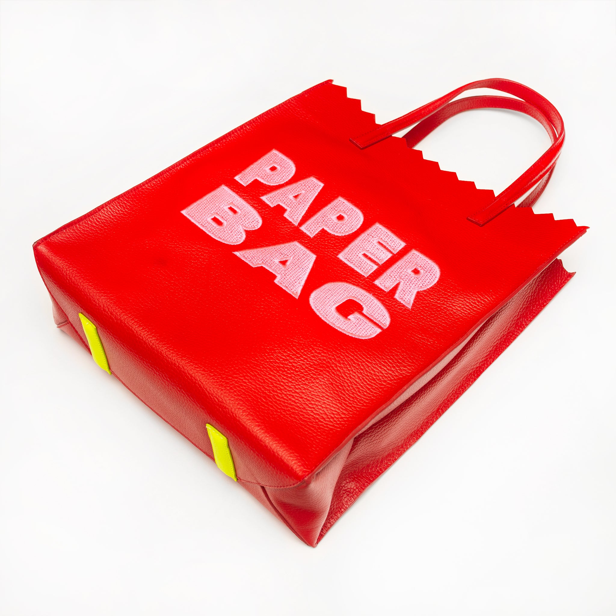 PAPER bag - ROJO + bordado ROSA barbie  -