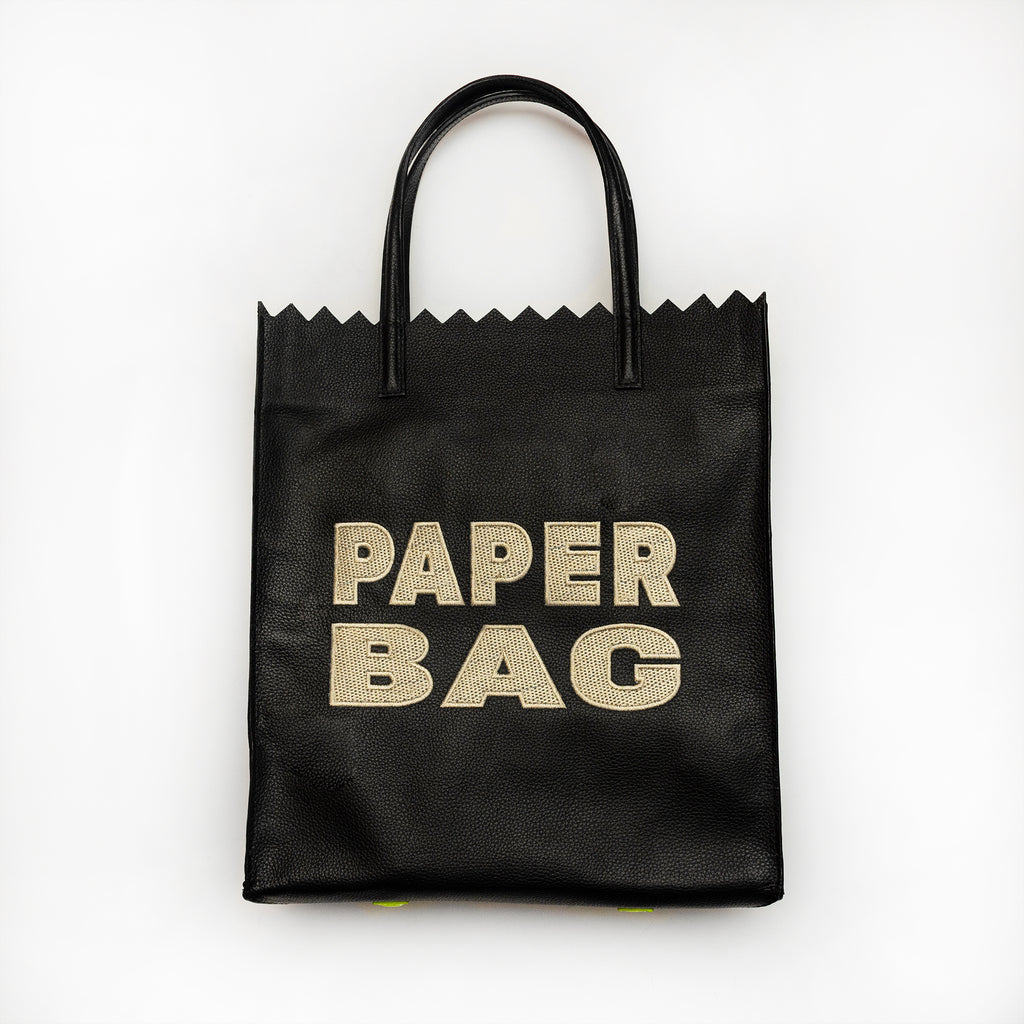 PAPER bag - NEGRO + bordado BEIGE - DIVINA CASTIDAD