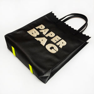PAPER bag - NEGRO + bordado BEIGE -