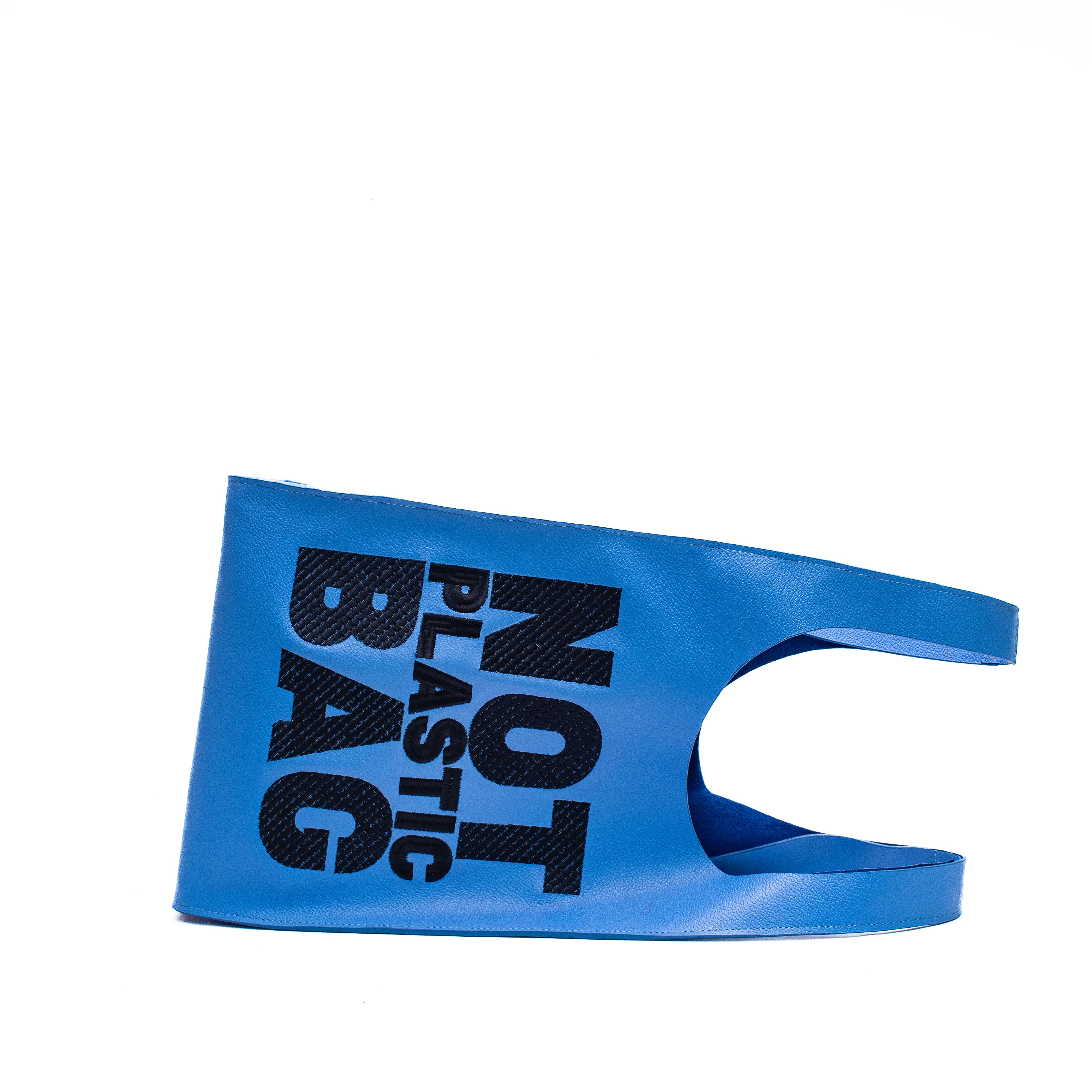 PLASTIC BAG MIDI - azul CERULEO x bordado negro
