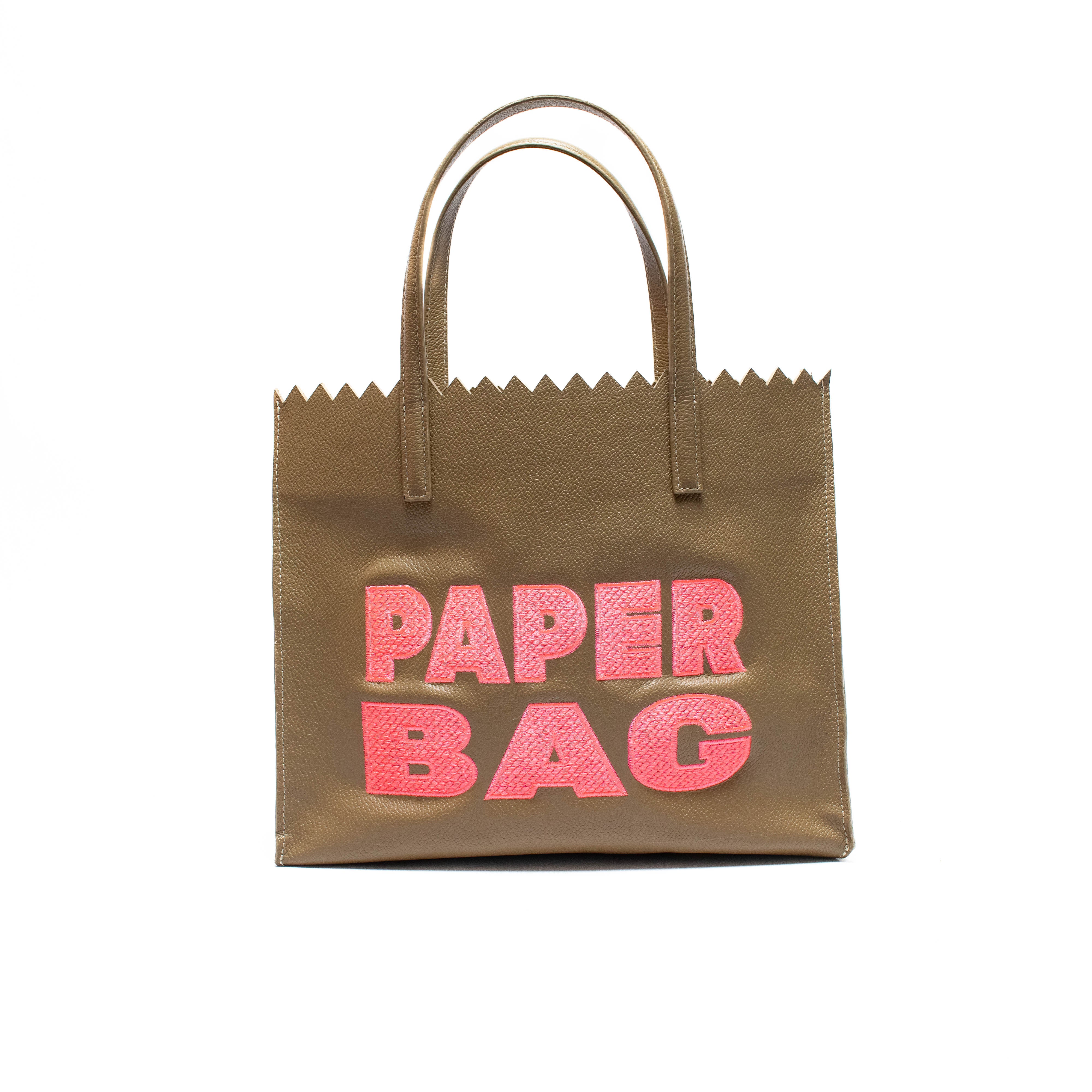 PAPER BAG SHORT - Musgo x rosa neon