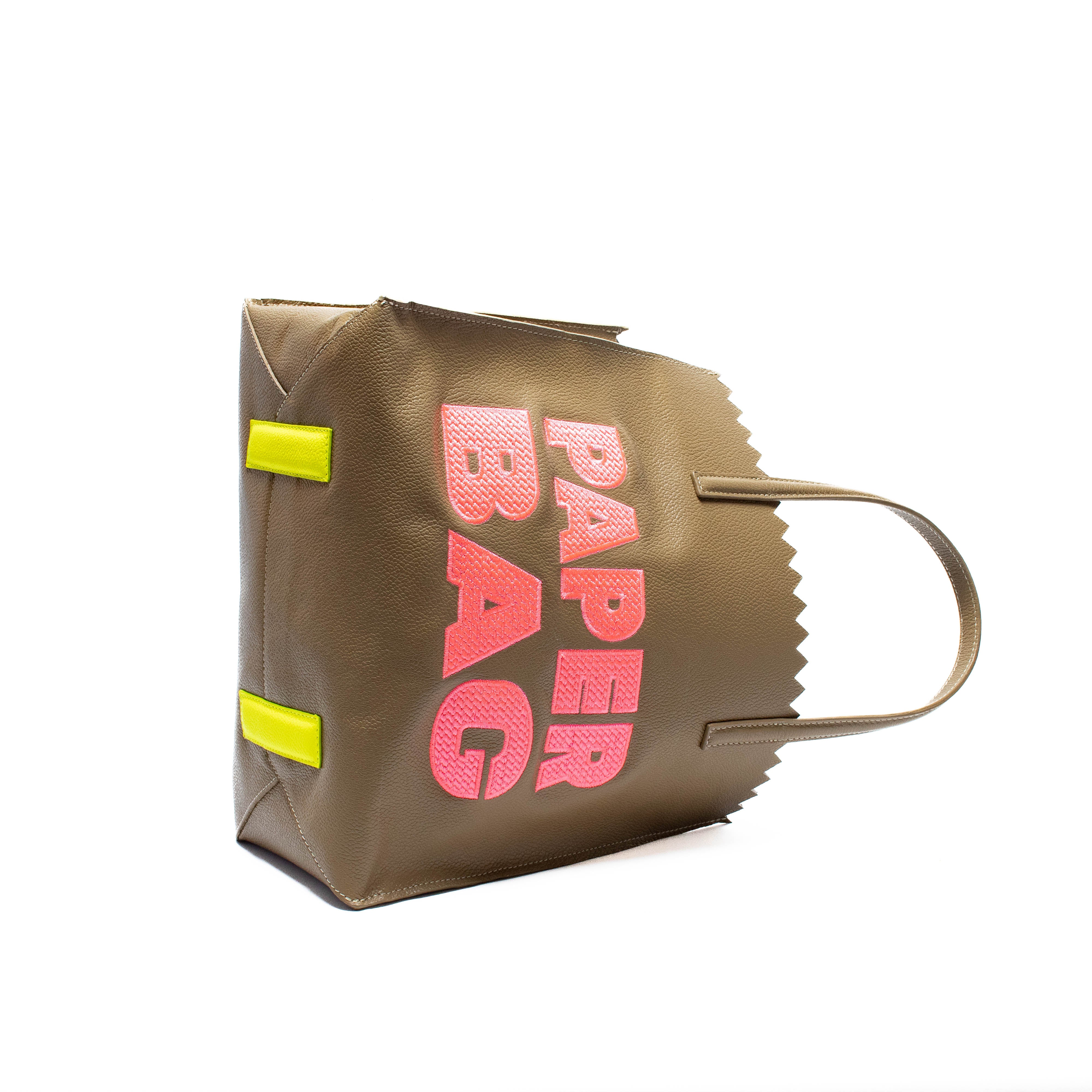 PAPER BAG SHORT - Musgo x rosa neon