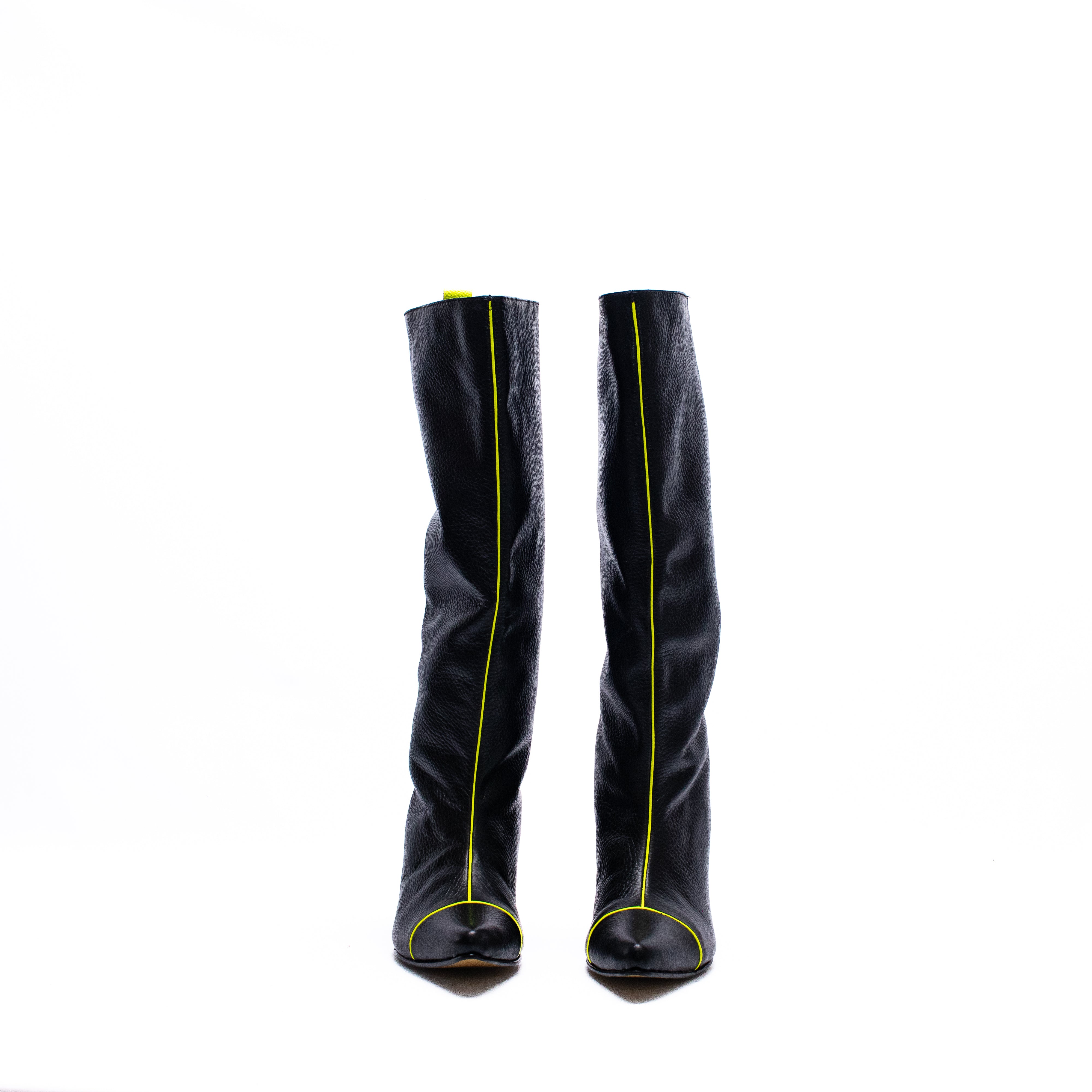 KNEE HIGH BOOTS - Negro x Limón Neón