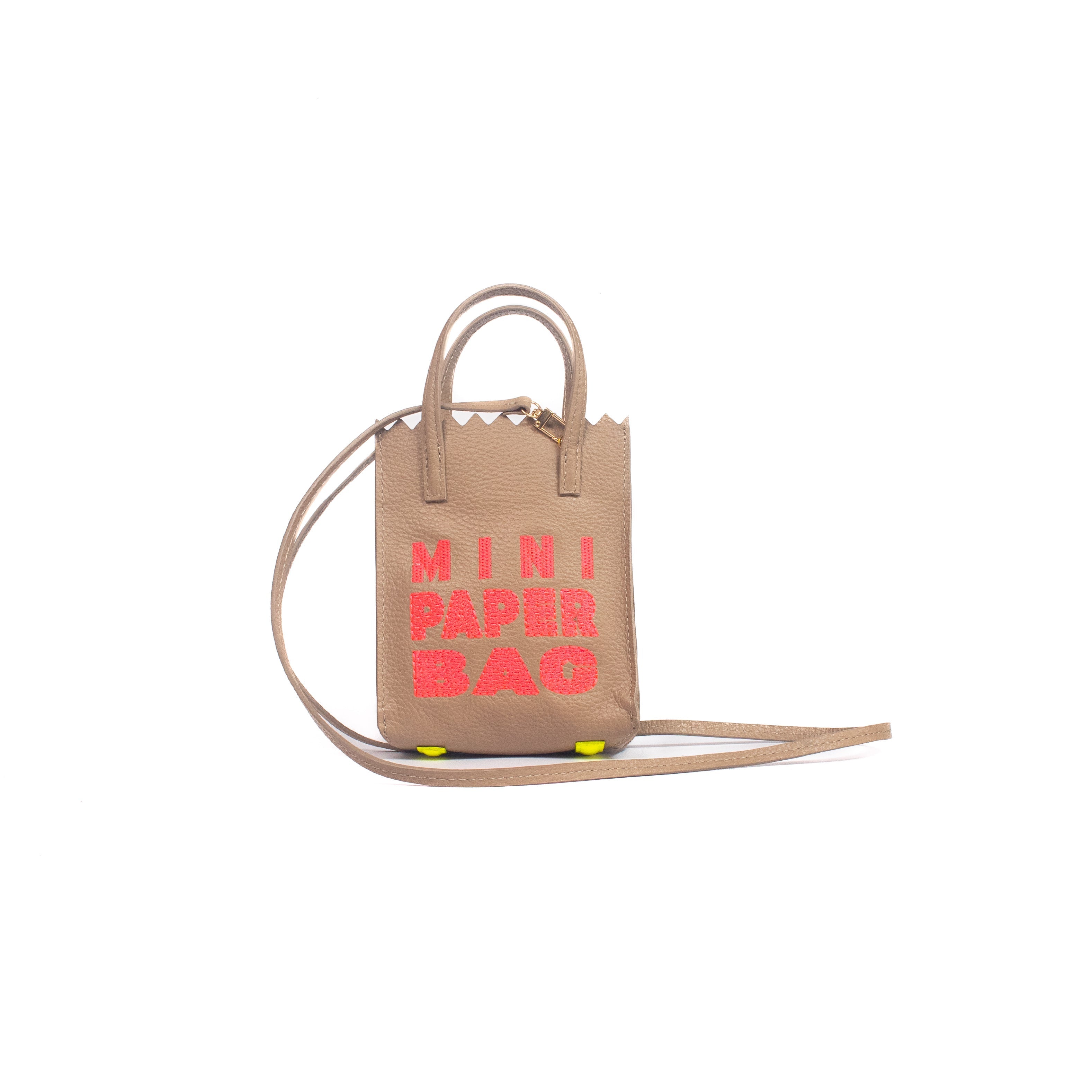Mini Paper Bag - Cocoa x Rosa Neón
