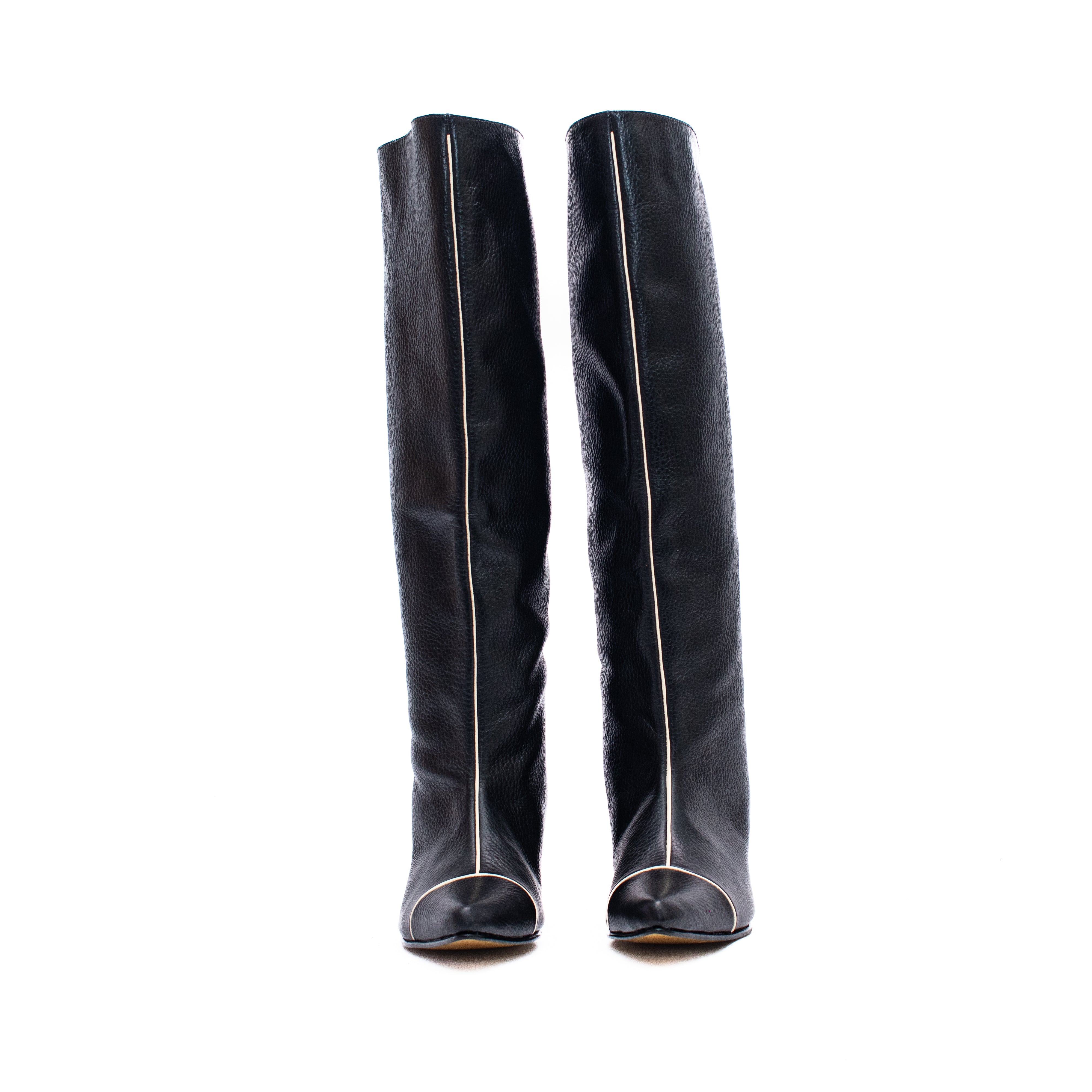 KNEE HIGH BOOTS - Negro x Beige